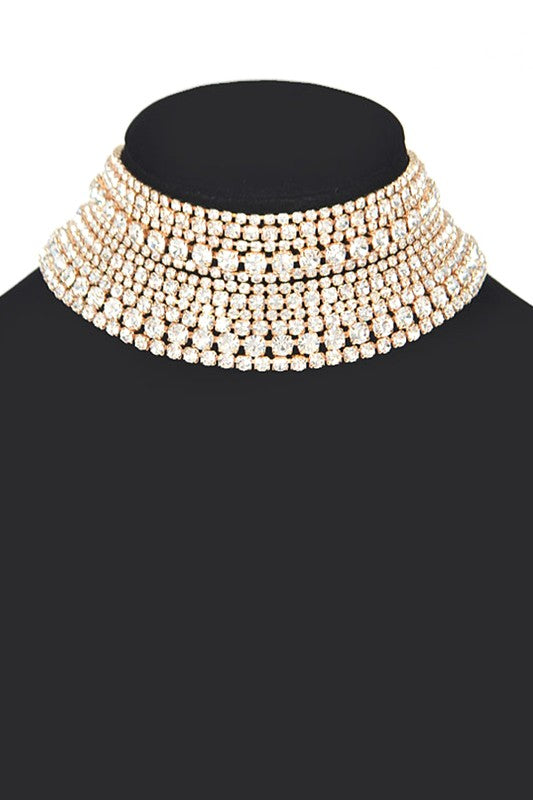 Layered Rhinestone Choker Necklace