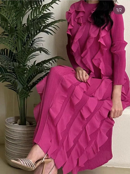Hawaiian Frills Midi Dress