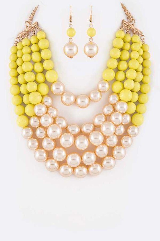 Multi-Colored Pearls Necklace Set