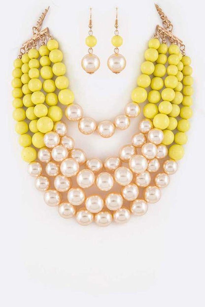 Multi-Colored Pearls Necklace Set