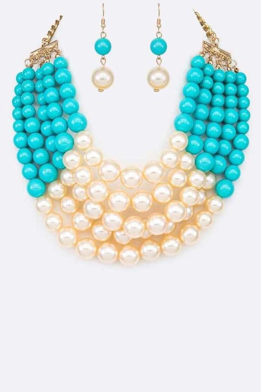 Multi-Colored Pearls Necklace Set