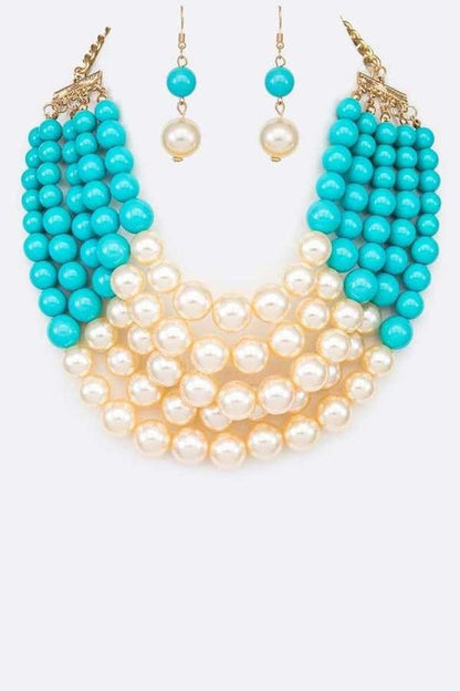 Multi-Colored Pearls Necklace Set