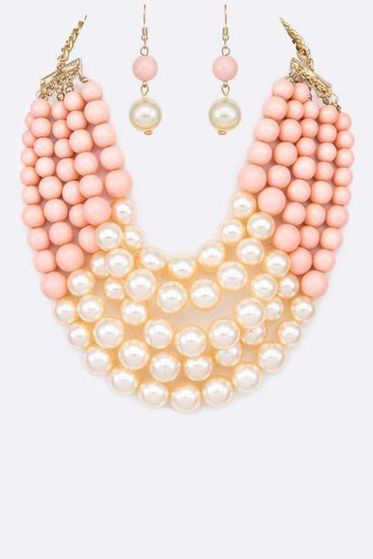 Multi-Colored Pearls Necklace Set