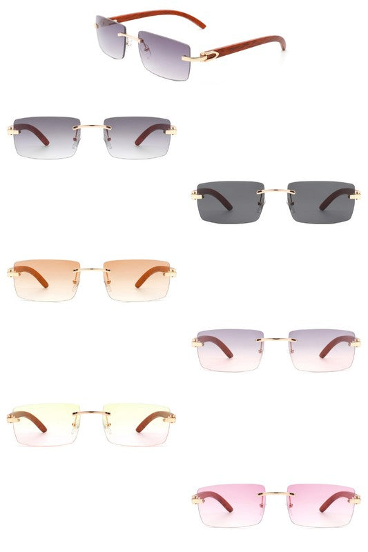 Rimless Rectangle Tinted Sunglasses