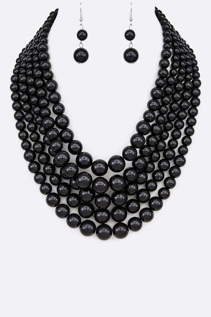 Five Strands Pearl Necklace Set