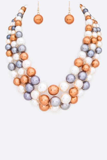 Layered Pearl Necklace Set