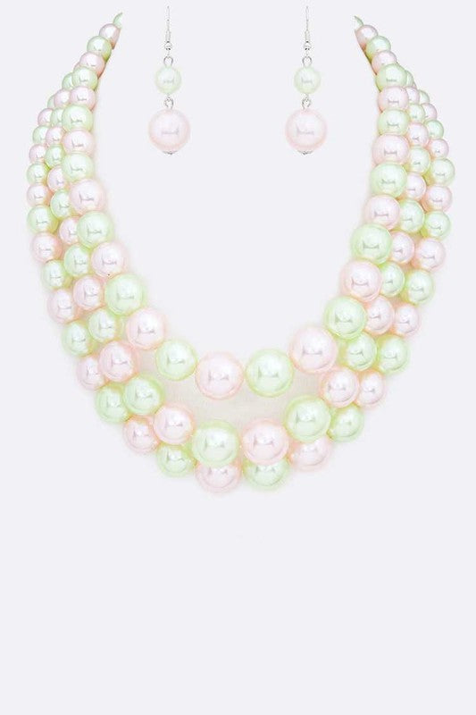 Layered Pearl Necklace Set