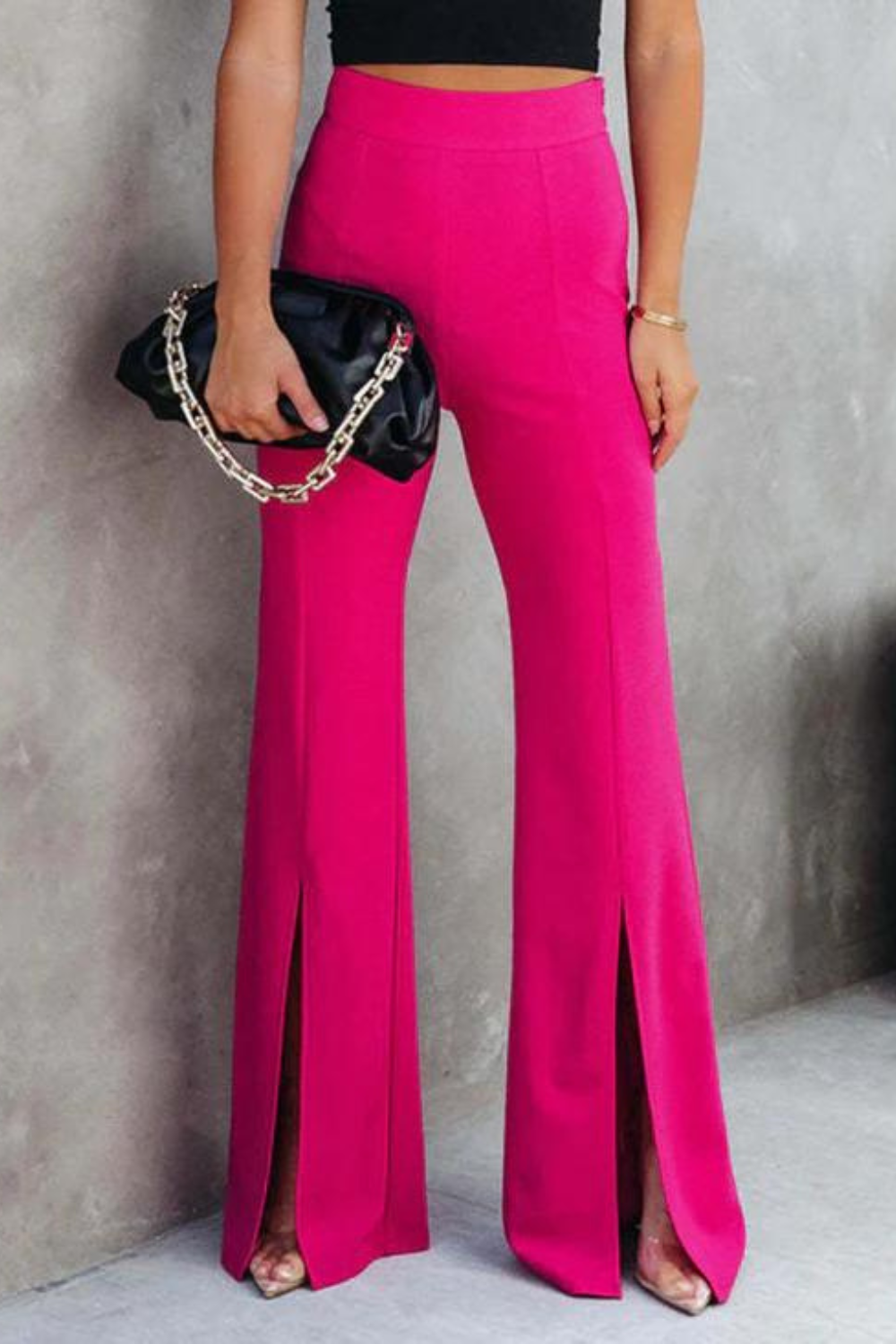 Front Slit Flare Leg Pants
