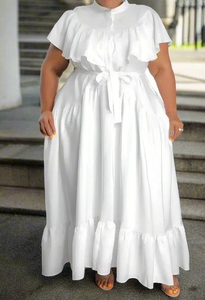 Ruffle Mania Maxi Dress (White)